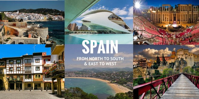 Spain from North to South and East to West